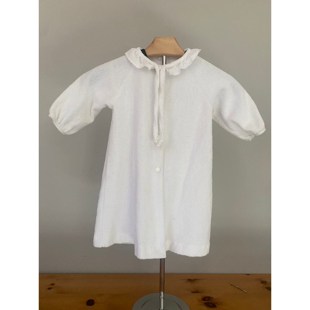 Cole California Vintage Toddler Robe White Terry Cloth Ruffle Collar size  2T
